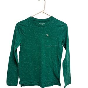 Abercrombie Kids Green Slub Knit Long Sleeve Pocket Tee Shirt Boys Size‎ 9/10